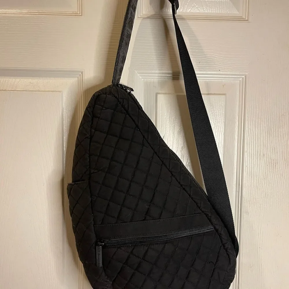 Black LL Bean AmeriBag Healthy. Back sling back black quilted